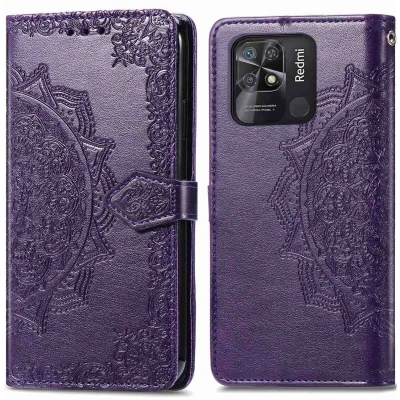 Afbeelding van iMoshion Hoesje Geschikt voor Xiaomi Redmi 10C Met Pasjeshouder Mandala Bookcase Paars