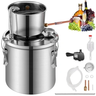 Image de VEVOR Distillateur Alambic d&#039;Eau et d&#039;Alcool Inox 11,4 L avec Pompe