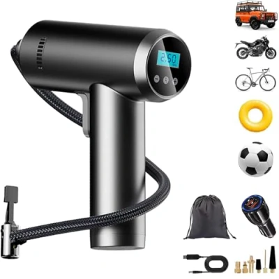 Afbeelding van Elektrische fietspomp met accu, 150 psi, mini compressor, 7,4 V, voor auto, fiets
