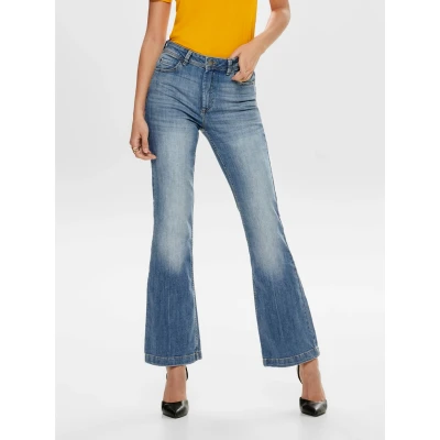 Afbeelding van JDY Flora Flared Jeans, Dames, Maat: 29x34, Medium blue denim