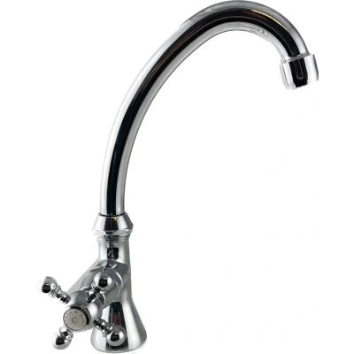 Afbeelding van PB klassieke fonteinkraan met sterknop koud water hoge uitloop chroom 1208855652