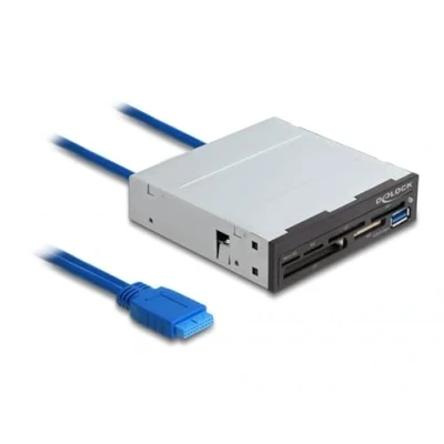 Afbeelding van Delock 3,5Zoll SuperSpeed USB Card Reader 6 Slots + 1 x Typ A Buchse (USB 3.2), Geheugenkaartlezer, Zwart, Grijs
