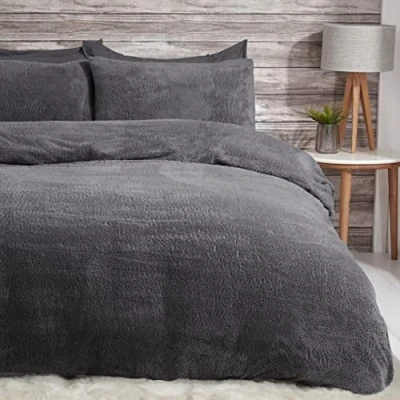 Afbeelding van Sleepdown Beddengoedset met dekbedovertrek en kussenslopen van warm behaaglijk fleece, wijnrood