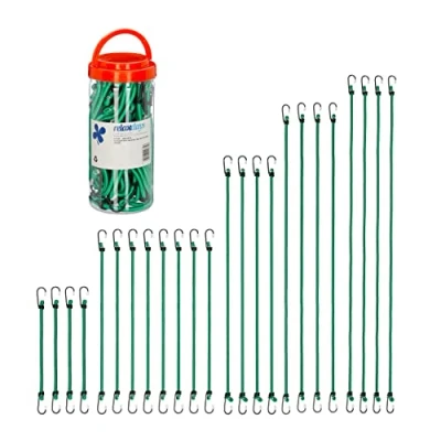 Afbeelding van Relaxdays snelbinders set van 24 bagage elastiek fietsbinder met haak 5 groottes