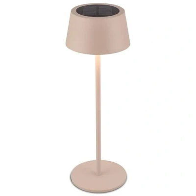 Afbeelding van B.K.Licht Awia Solar Tafellamp Oplaadbaar ook opgeladen via USB C dimbaar CCT draadloos voor binnen en buiten Ø11,5 x 32 cm beige