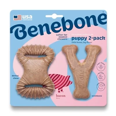 Afbeelding van BENEBONE Puppy Pack (Dental Chew + Wishbone) Kauwspeelgoed Nylon XS Set van 2 stuks Geschikt voor puppy&#039;s en hele kleine honden tot ca. 7 kg