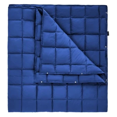 Afbeelding van Ultralichte reisdeken, warme buitendeken, winddichte campingdeken, waterafstotend, compact, kleine verpakkingsgrootte voor reizen, picknick, thuis, 213 x 203 cm, blauw