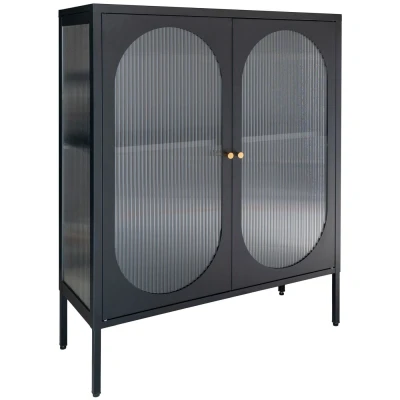 Afbeelding van House Nordic Adelaide Zwart / Glas Vitrinekast 2 Deuren