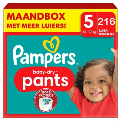 Afbeelding van Pampers Baby Dry Pants Maat 5 Maandbox 216 stuks 12/17KG