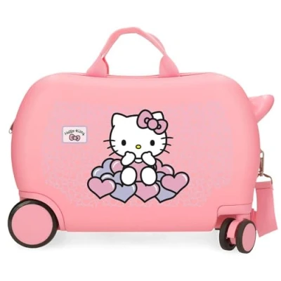 Afbeelding van Hello Kitty hearts meisje rite on rol zit meisjes kinderkoffer ABS