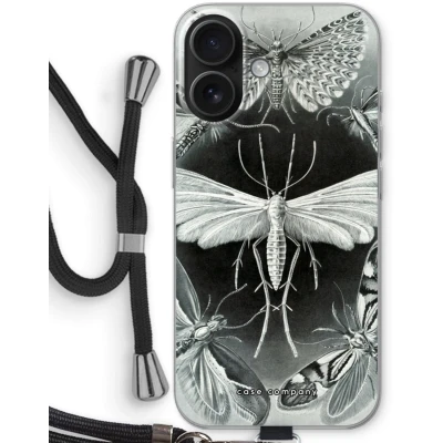 Afbeelding van Case Company® hoesje met Koord geschikt voor iPhone 16 Haeckel Tineida Telefoonhoesje Zwart Bescherming aan alle Kanten en Over de Schermrand