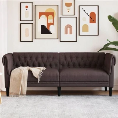 Afbeelding van vidaXL Driezitsbank Chesterfield stijl stof donkerbruin