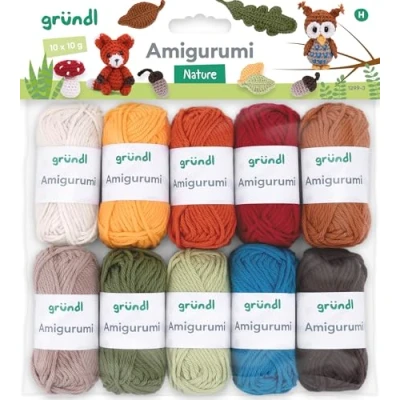 Afbeelding van Gründl Amigurumi Set III breigaren, katoen, meerkleurig, 19,5 x 18 2,6 cm