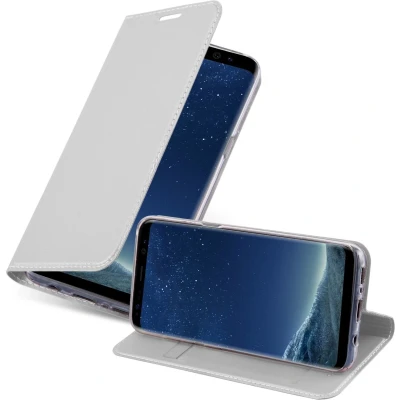 Afbeelding van Cadorabo Hoesje geschikt voor Samsung Galaxy S8 PLUS in CLASSY ZILVER Beschermhoes met magnetische sluiting, standfunctie en kaartvakje Book Case Cover Etui