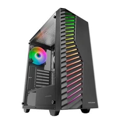 Afbeelding van MARS gaming MC VOLT, ATX behuizing, ARGB ventilator 120 mm, frontnet, volledig gehard glazen venster, kabelbeheer, medium tower pc met koelhouder