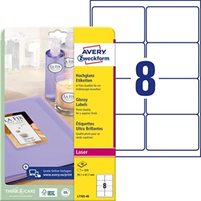 Afbeelding van Avery Zweckform L7765 40 etiketten, glanzend, 99,1 x 67,7 mm, stuks