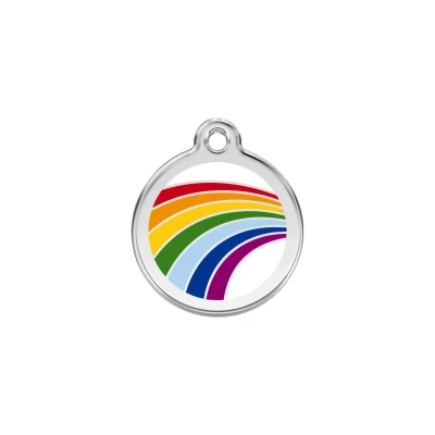 Afbeelding van Rainbow White roestvrijstalen hondenpenning small/klein dia. 2 cm RedDingo
