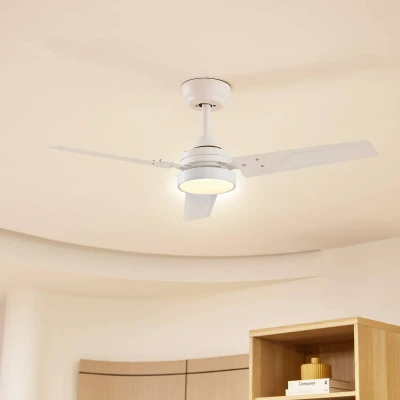 Afbeelding van Lindby Plafondventilatoren met verlichting CCT 1licht Ijzer, plastic H: 34 cm wit Inclusief lichtbron