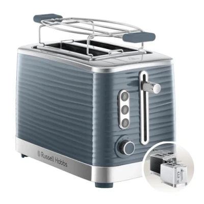 Afbeelding van Russell Hobbs 24373 56 broodrooster [Extra grote sleuven] Geïnspireerd grijs (modern design, bruiningscontrole, ontdooien, opwarmen, broodwarmer, lade voor het opvangen van kruimels), [behalve Amazon]