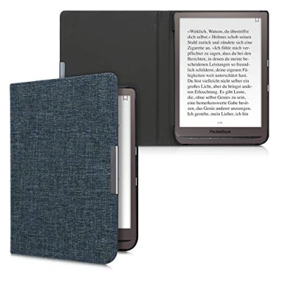 Afbeelding van kwmobile hoes geschikt voor Pocketbook InkPad 3 / Pro Color Vivlio Stoffen beschermhoes e reader in blauw