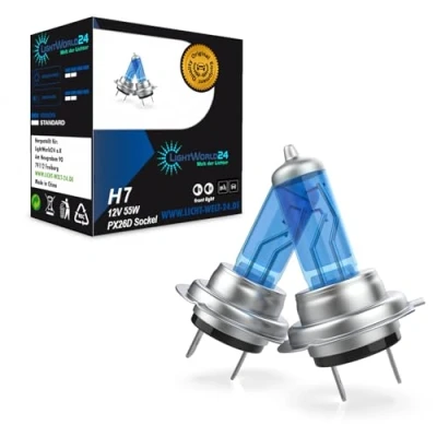 Afbeelding van LIGHTWORLD24 H7 autolamp xenon optisch blauw wit PX26d dimlicht 12v 55w gloeilamp ultra autolicht