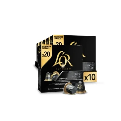 Afbeelding van L&#039;OR Espresso Onyx koffiecapsules Intensiteit 12 200 capsules compatibel met Nespresso (R)* Amazon Exclusive