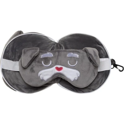 Afbeelding van Relaxeazzz reiskussen met slaapmasker hond grijs, wit