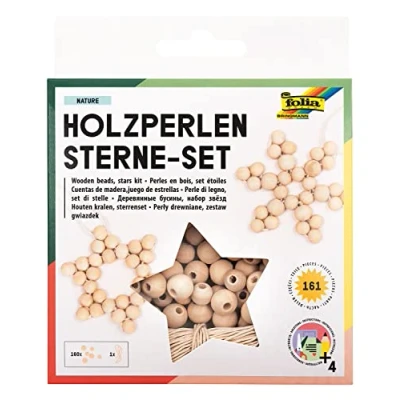Afbeelding van Folia Houten Kralen Ster Knutselset Natuur