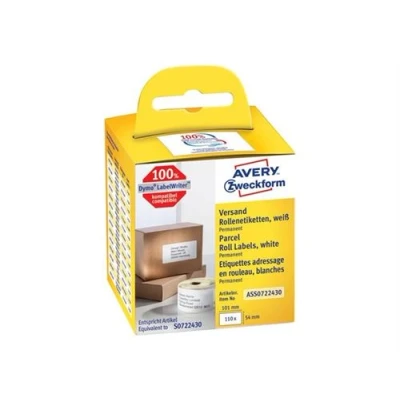 Image de Avery Zweckform Papier adhésif permanent blanc 54 x 101 mm 110 étiquette(s) (1 rouleau(x) 110) étiquettes rectangualires