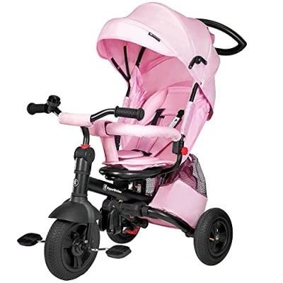 Afbeelding van Kinder Driewieler Hyper Motion Tobi Velar Roze kinderfiets 1 2 drie jaar met duwstang stok jongens baby driewielers jongen meisje peuter comfort 4 in voor peuters kind kinderen tot 5 luchtbanden meisjes fietsje stuurstang