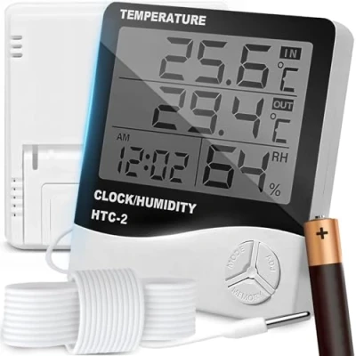 Afbeelding van Retoo thermometer hygrometer met sonde, weerstation voor binnen en buiten, digitale kamerklimaat, klimaatmonitor, hygrometer, hoog