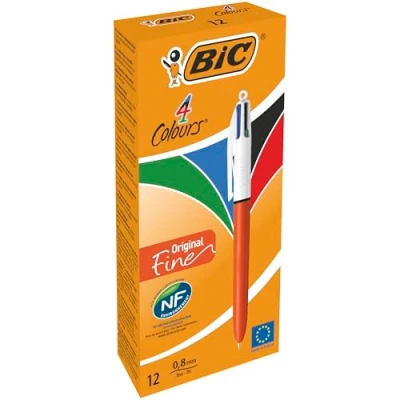 Afbeelding van Pen Bic 4 Colours Original Fine Herlaadbaar 12 Stuks 0,3 mm