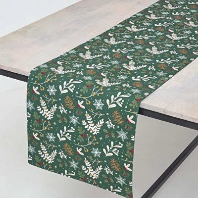 Afbeelding van Homescapes Kersttafelloper Kerstbos, groen, 35 x 250 cm