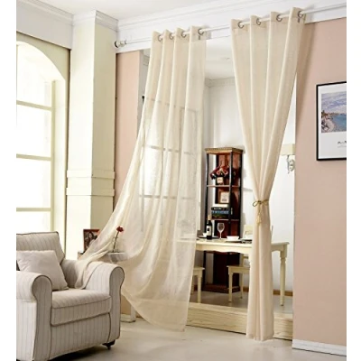 Afbeelding van WOLTU® 1 stuk VH5862 cm gordijn met oogjes, decoratie, huis, woonkamer, slaapkamer, 140 x 225 cm, crèmekleurig
