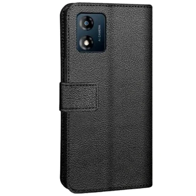 Image de Just in Case Cuir Pu Book Coque Noir Motorola Moto E13