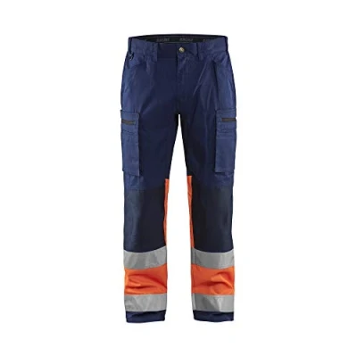 Image de Pantalon artisan stretch haute visibilité marine/orange fluorescent