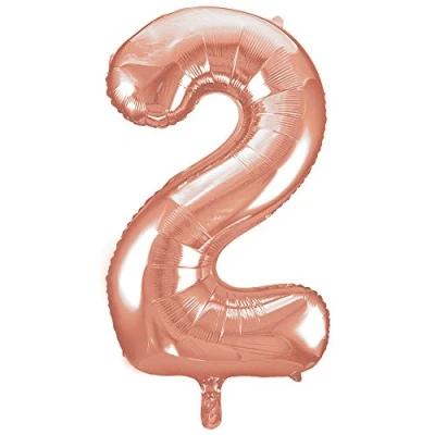 Afbeelding van Unieke reuze feestballon van aluminiumfolie met nummer 2 erop, roze goud, 86 cm