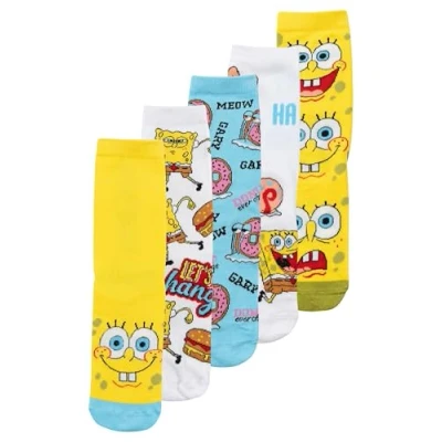 Afbeelding van United Labels Patrick Gary &amp; Co. Spongebob sokken voor heren 40 45 (pak van 5), Meerkleurig
