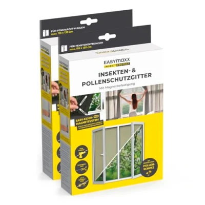 Afbeelding van EASYmaxx Insect Protect vliegengaas voor ramen, op maat te snijden, tot 110 x 130 cm, magnetisch met pollenbeschermingsrooster, eenvoudige montage zonder boren