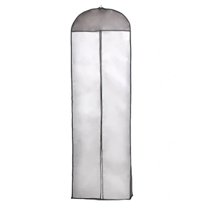 Afbeelding van TUKA i AKUT TKB1005 ademende kledingtas, 180 cm, beschermhoes voor trouwjurken, avondjurken, kostuums, jassen, lange ritssluiting, wit + zwart frame,