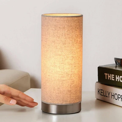 Afbeelding van Lindby Tafellamp met touchdimmer 1licht stof, metaal H: 26 cm E14 crème, gesatineerd nikkel