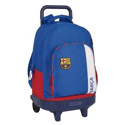 Afbeelding van Schoolrugzak met Wielen F.C. Barcelona Blauw Kastanjebruin 33 X 45 22 cm