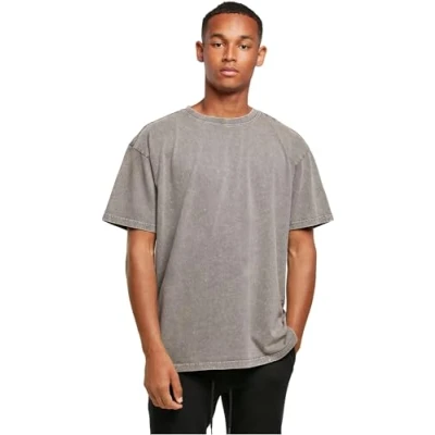 Afbeelding van Build Your Brand Extra grote thee zuur gewassen zwaar oversized T shirt heren, grijs.