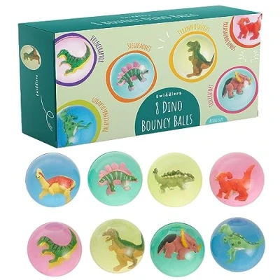 Afbeelding van THE TWIDDLERS 8 Dinosaurus Stuiterbal Speelgoed, 4,5cm/45mm 4 Kleuren Kinder Verjaardagen, Kinderfeestjes, Uitdeelcadeautjes, Traktaties
