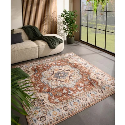 Afbeelding van Buitenkleed Vierkant Vintage Valenca Fino Terracotta 160x160 Cm