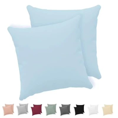 Afbeelding van Twinzen® Kussensloop, 50 x cm, 100% jersey katoen, 150 g/m², blauw, kussensloop met ritssluiting, Oeko Tex gecertificeerd, 2 stuks