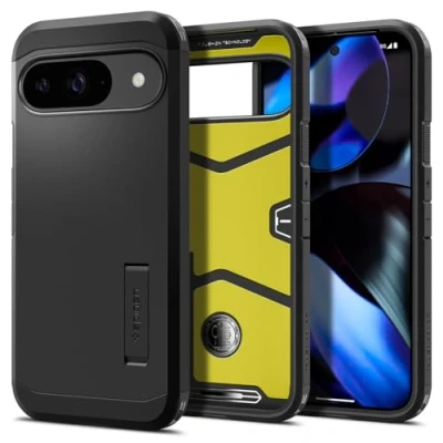 Afbeelding van Spigen Tough Armor Hoesje Geschikt voor Google Pixel 9 / Pro Back Cover met Kickstand Zwart