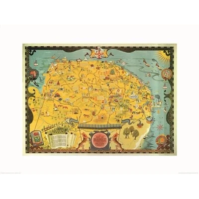 Afbeelding van Pyramid Poster Norfolk Map 60 X 80 Cm Multicolor