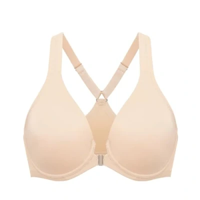 Afbeelding van DELIMIRA Women&#039;s Front Closure Racerback Naadloze Beugel Ongevoerde Plunge Full Coverage Bra, Beige, 95C
