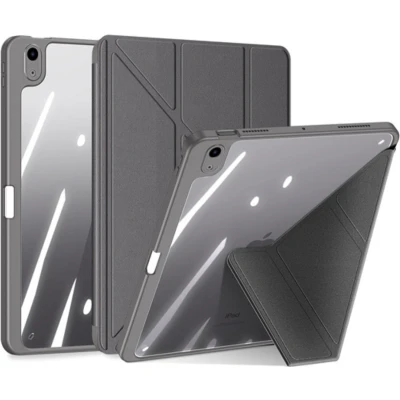 Afbeelding van Dux Ducis Hoes geschikt voor Apple iPad Air 13 (2024) Magneet sluiting Auto Sleep/Wake functie Met Pencil houder Grijs